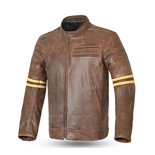 BELA ROYAL RIDER GIACCA IN PELLE VINTAGE MARRONE/BEIGE – Yamoto.it