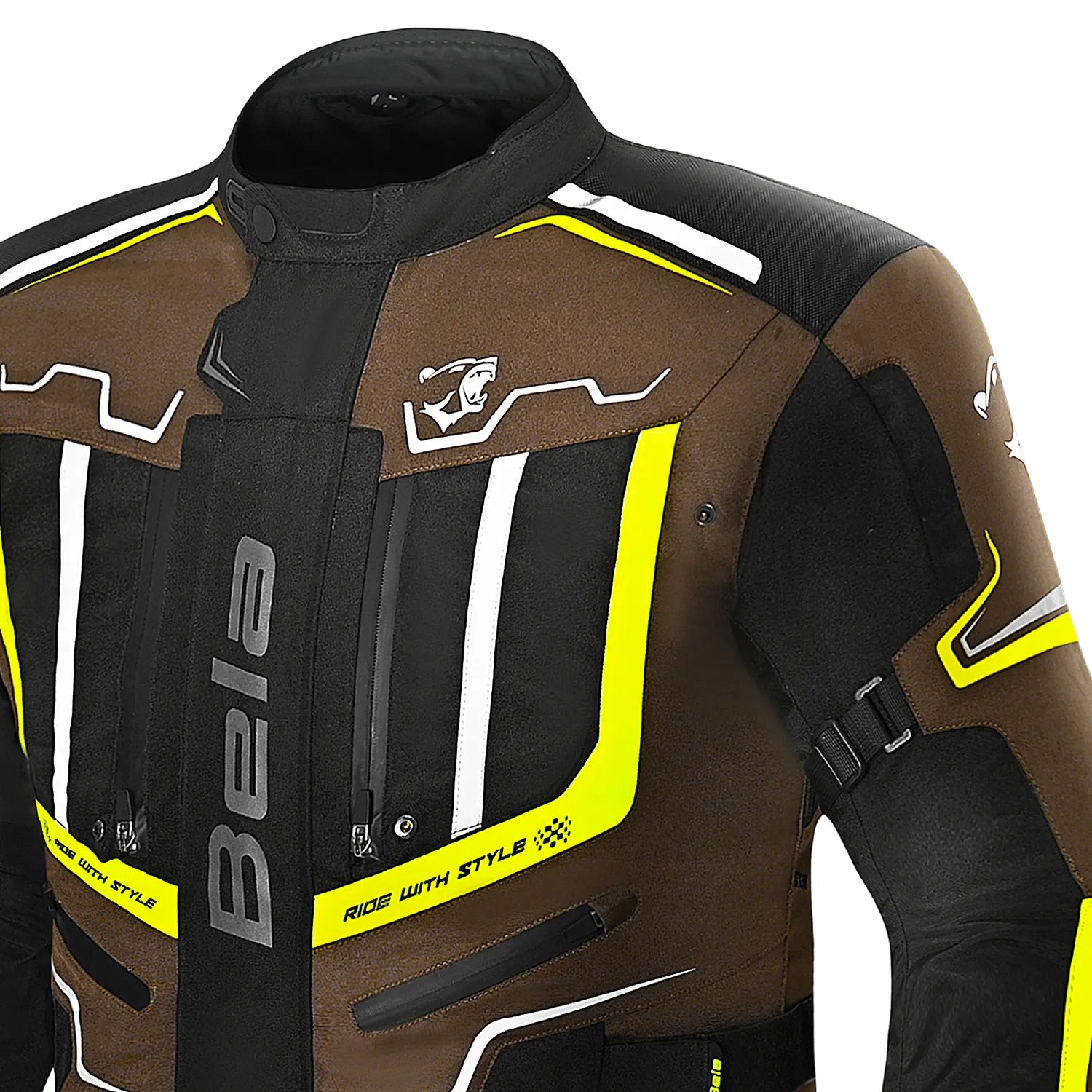 BELA WATSON GIACCA DI MOTO UOMO NERO MARRONE GIALLO 