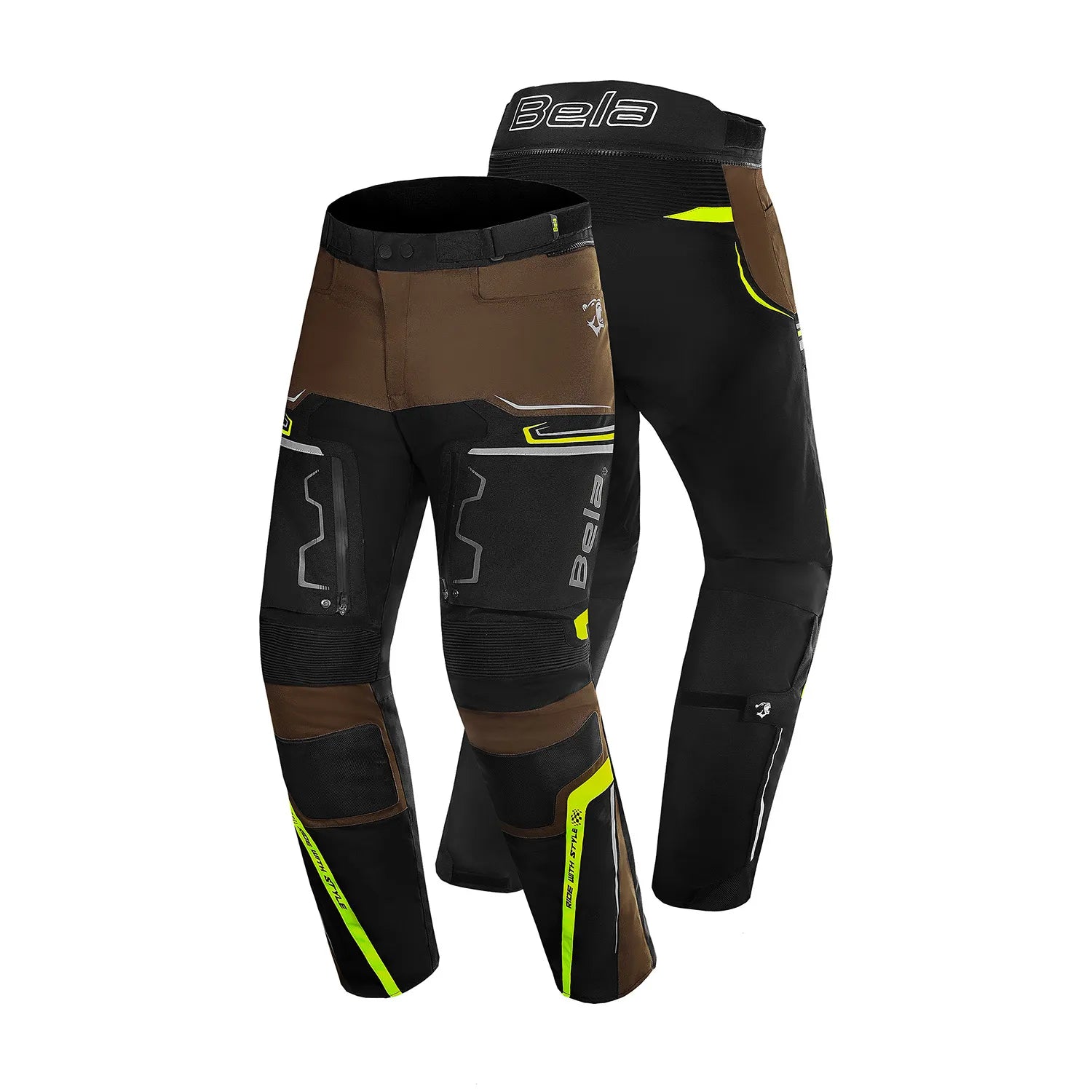 BELA WATSON TESSILE TURISMO PANTALONI DI MOTO UOMO NERO MARRONE GIALLO BIANCO 