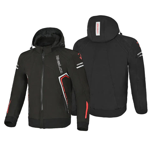 Bela Breeze Giacca softshell per uomo Cappuccio removibile Nero/Rosso 