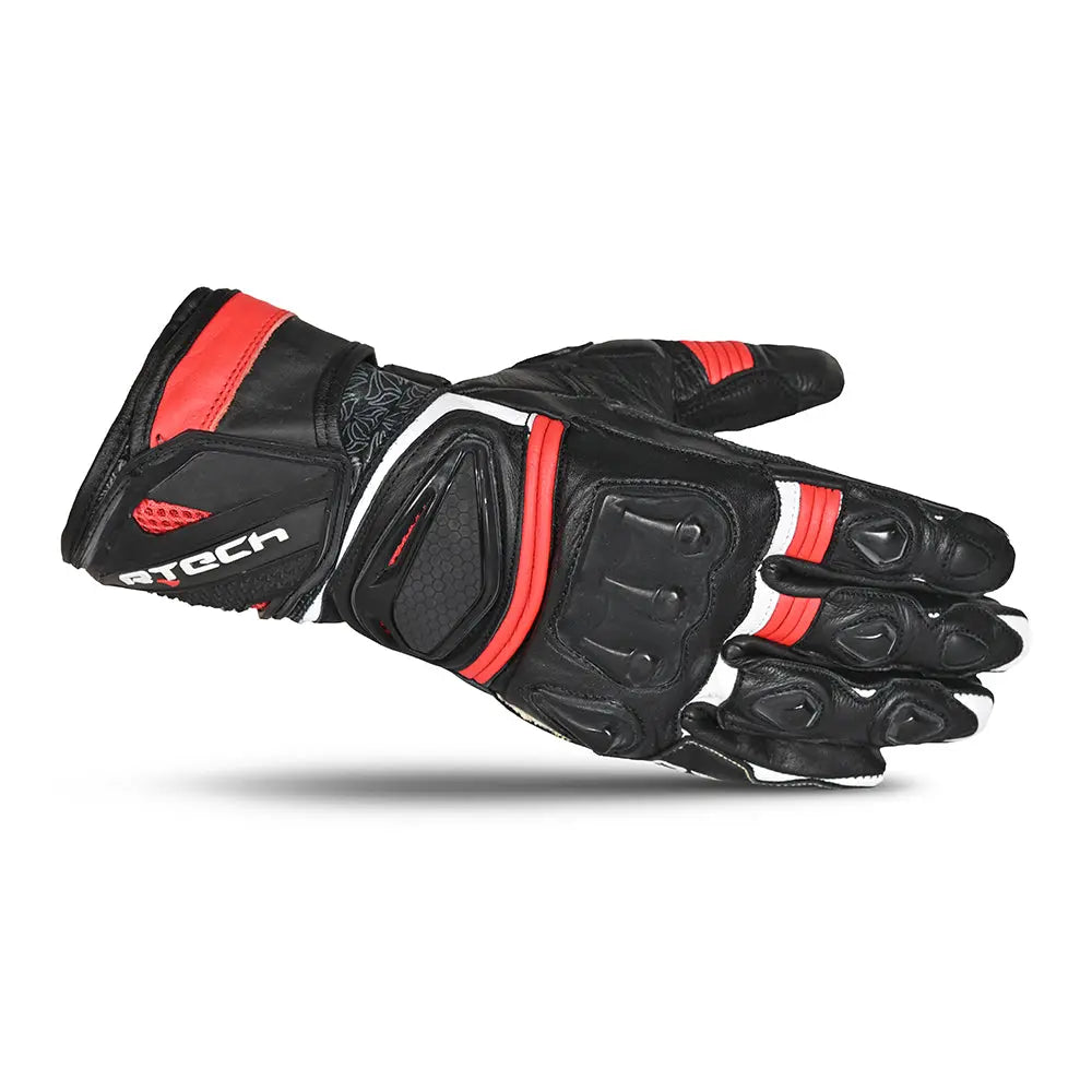 R-Tech Robo Men Nero Rosso Guanti da Corsa in Pelle 