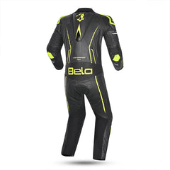 Bela Rocket Nero giallo 1PC Tute in Pelle Di Canguro Mix Uomo back