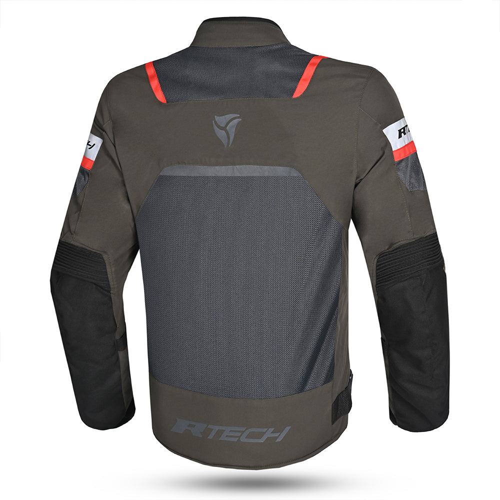 R-TECH SPIRAL MESH CHAQUETA DE MOTO DE HOMBRE TEXTIL  ARENA GRIS ROJO 