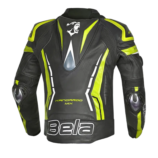 Bela Rocket Giacca Moto Corsa Nero Giallo (Pelle Di Canguro Mix) Uomo – Yamoto.it