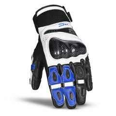 Bela Rocket Short Bianco Blu/Nero Guanto moto da corsa front