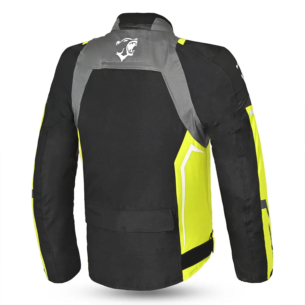 Bela Cordaniel Giacca moto - Nera/Grigio scuro/Fluor giallo back