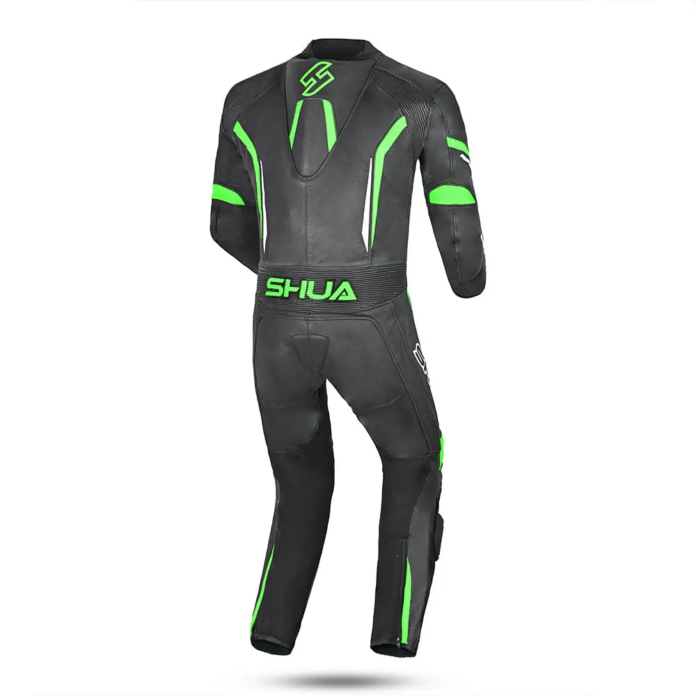 Shua Infinity Nero Verde 1PC Tute da Moto in Pelle Uomo 