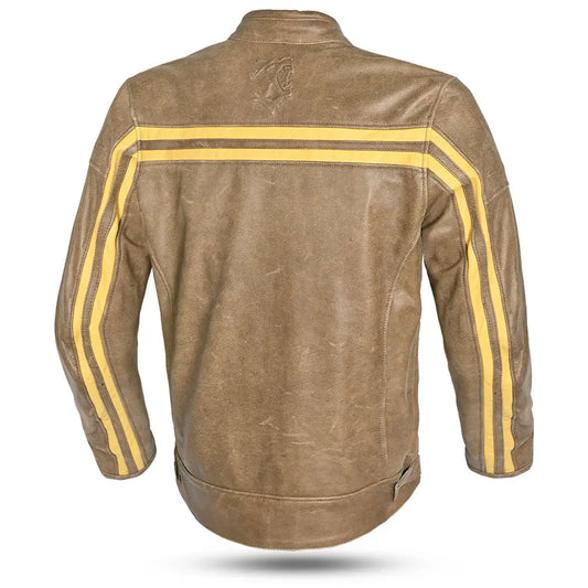 Bela Knight Hawk Giacca da moto in pelle marrone beige back