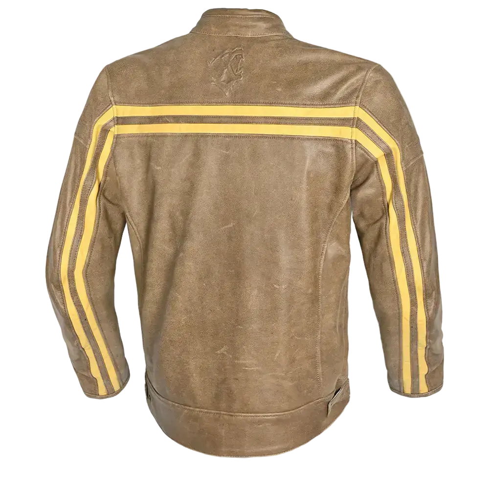 Bela Night Hawk Giacca da moto in pelle marrone beige 