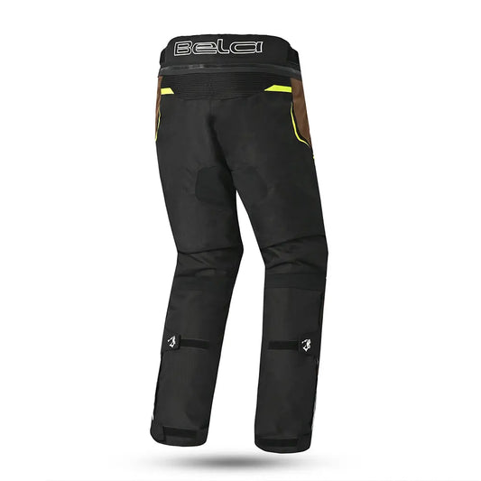 Bela Watson Pantaloni da moto touring Nero/Marrone/Giallo Fluor back