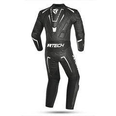 R-Tech Defender GP Tuta Moto In Pelle Racing Intera Nero/Bianco 