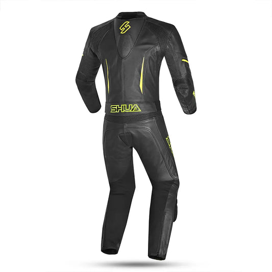 Shua Infinity Nero Giallo/Flu 1PC Tute da Moto in Pelle Uomo back