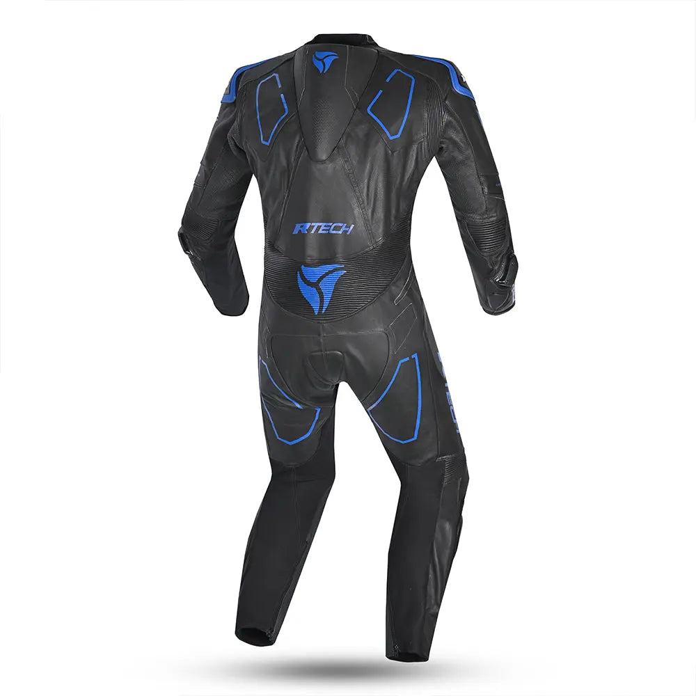 R-Tech rising Kangaroo Mix star Tuta Moto In Pelle Racing Intera Nero/Blu 