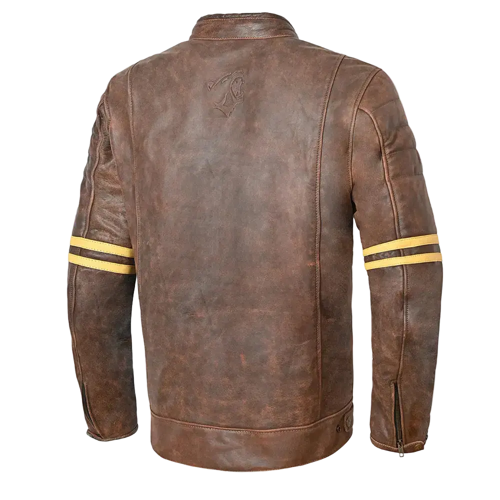 Bela Royal Rider Giacca in pelle vintage marrone/beige 