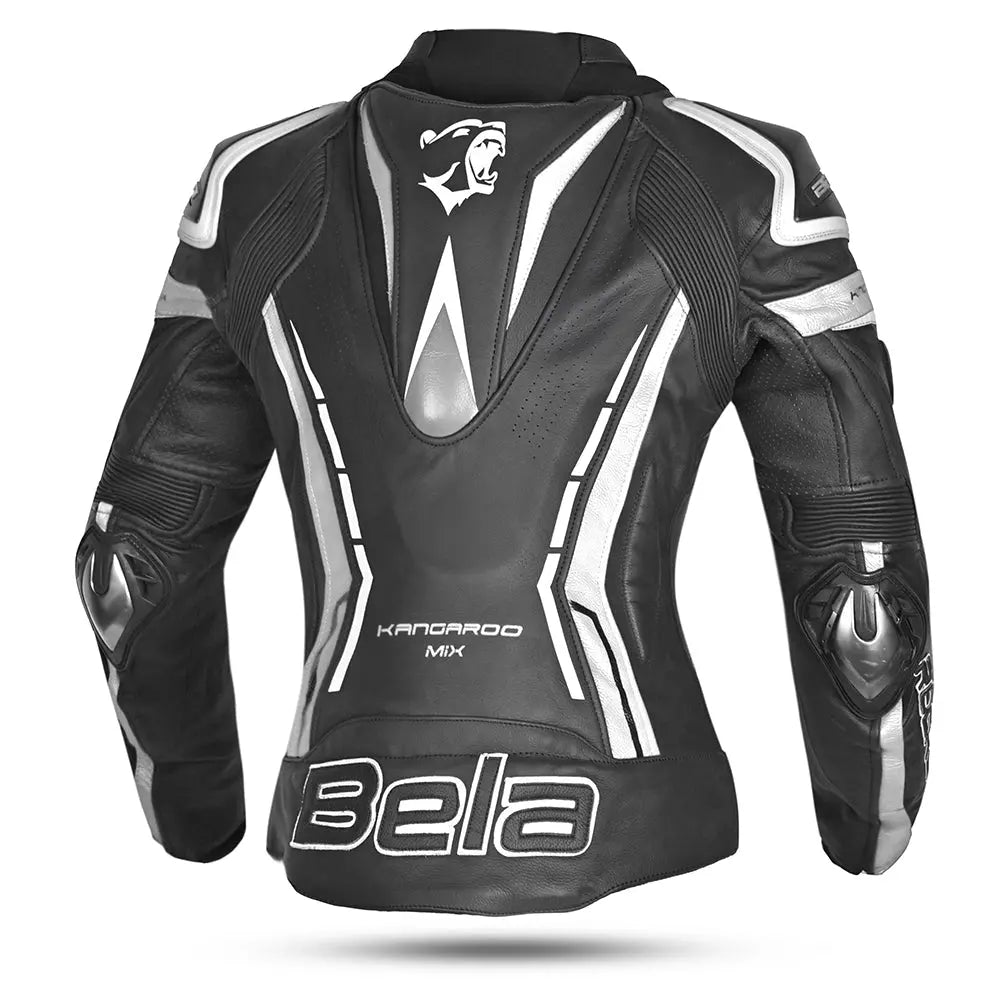 Bela Rocket Nero bianco donna Giacca (Pelle Di Canguro Mix) back