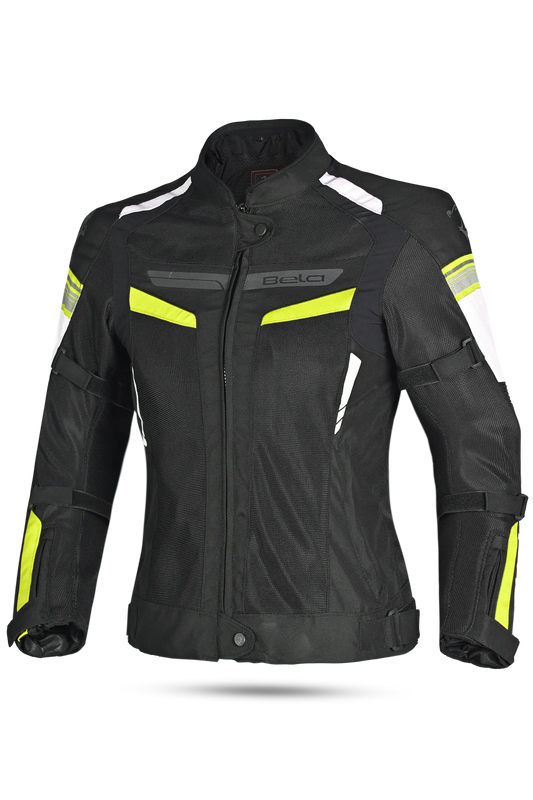 BELA Giacca moto SPRINTER 2 strati Donna Nero Giallo Flu 
