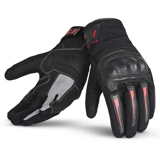 Bela Drift Donna Guanti Moto In Tessuto Nero Rosso 