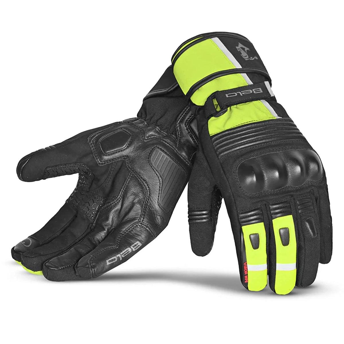 Bela Ice Winter WP Guanti Moto Nero/Giallo Fluor 