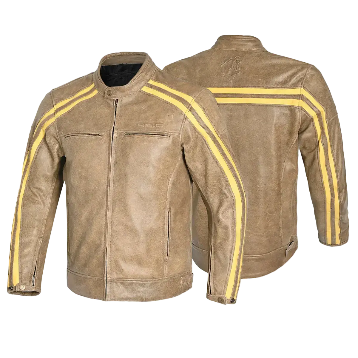 Bela Night Hawk Giacca da moto in pelle marrone beige 