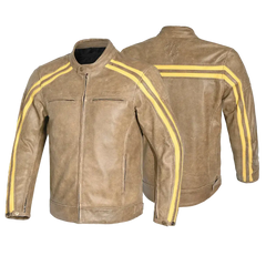 Bela Night Hawk Giacca da moto in pelle marrone beige 