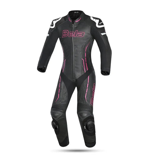Bela Rocket Bianco Nero rosa 1PC Tute in Pelle Di Canguro Mix Donna front