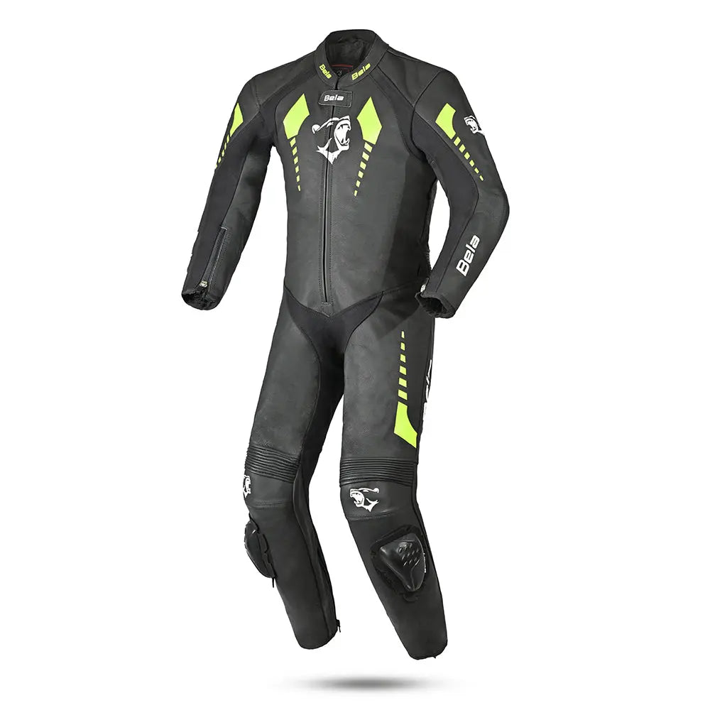 Bela Rollover  Nero giallo 1PC Tute da Moto in Pelle Bambini front
