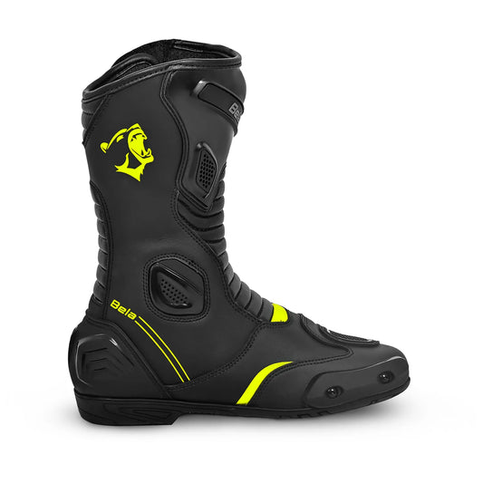 Bela Strip Sport Motorcycle Boots Black/Fluorescent Yellow  – Yamoto.it