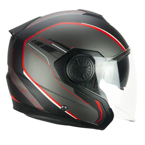 CGM 1DG TOUR RACE Motociclo Jet Caschi Nero Rosso opaco
