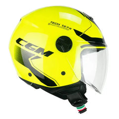 CGM 167X FLO TECH Motociclo Jet Caschi Giallo fluo Nero