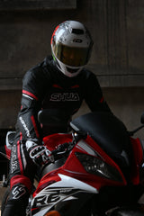 Shua Infinity Nero Rosso1PC Tute da Moto in Pelle Uomo shoot 1