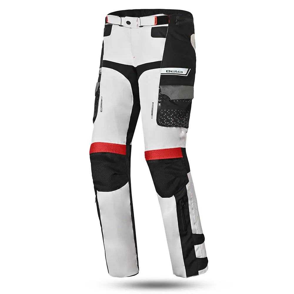 BELA CROSSROAD EXTREME WP PANTALONI UOMO MOTO TESSUTO GHIACCIO GRIGIO ROSSO 