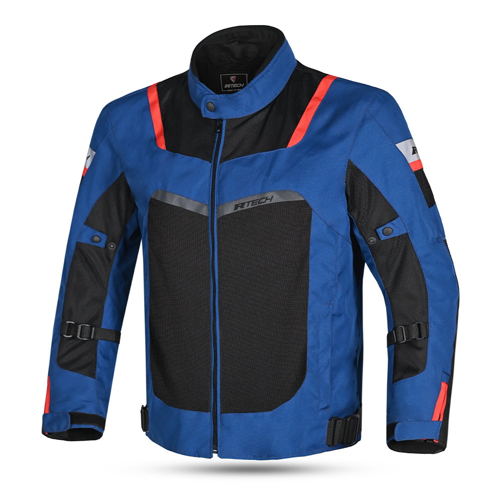 R-TECH SPIRAL MESH CHAQUETA DE MOTO DE HOMBRE TEXTIL  AZUL NEGRO ROJO 