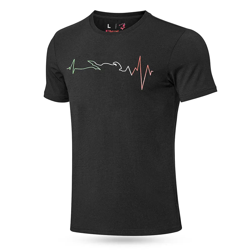 Bela Maglietta Nera Heartbeat ECG ITALIA  uomo 