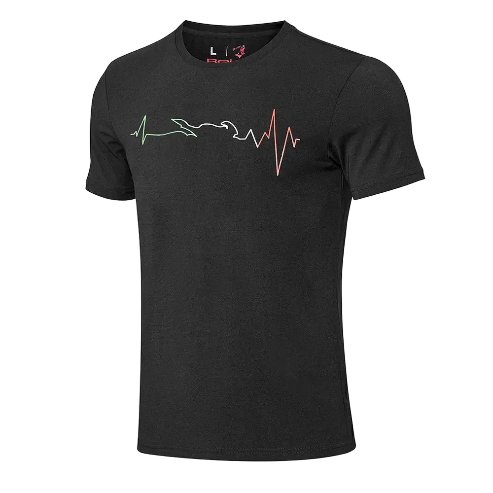 Bela Maglietta Nera Heartbeat ECG ITALIA  uomo 