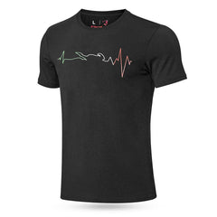 Bela Maglietta Nera Heartbeat ECG ITALIA  uomo 