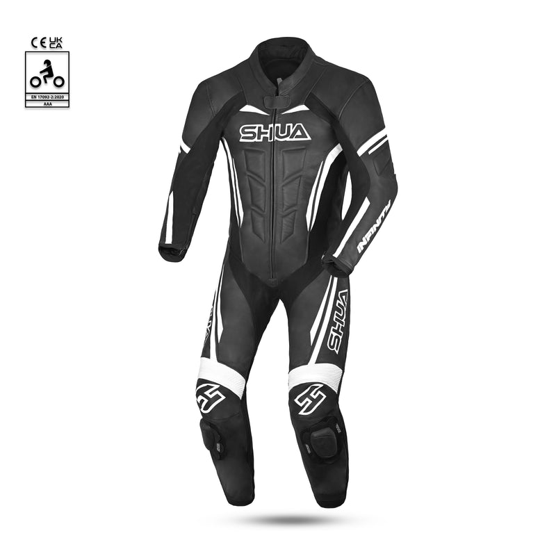 Shua Infinity Nero Bianco 1PC Tute da Moto in Pelle Uomo SOLO ONLINE