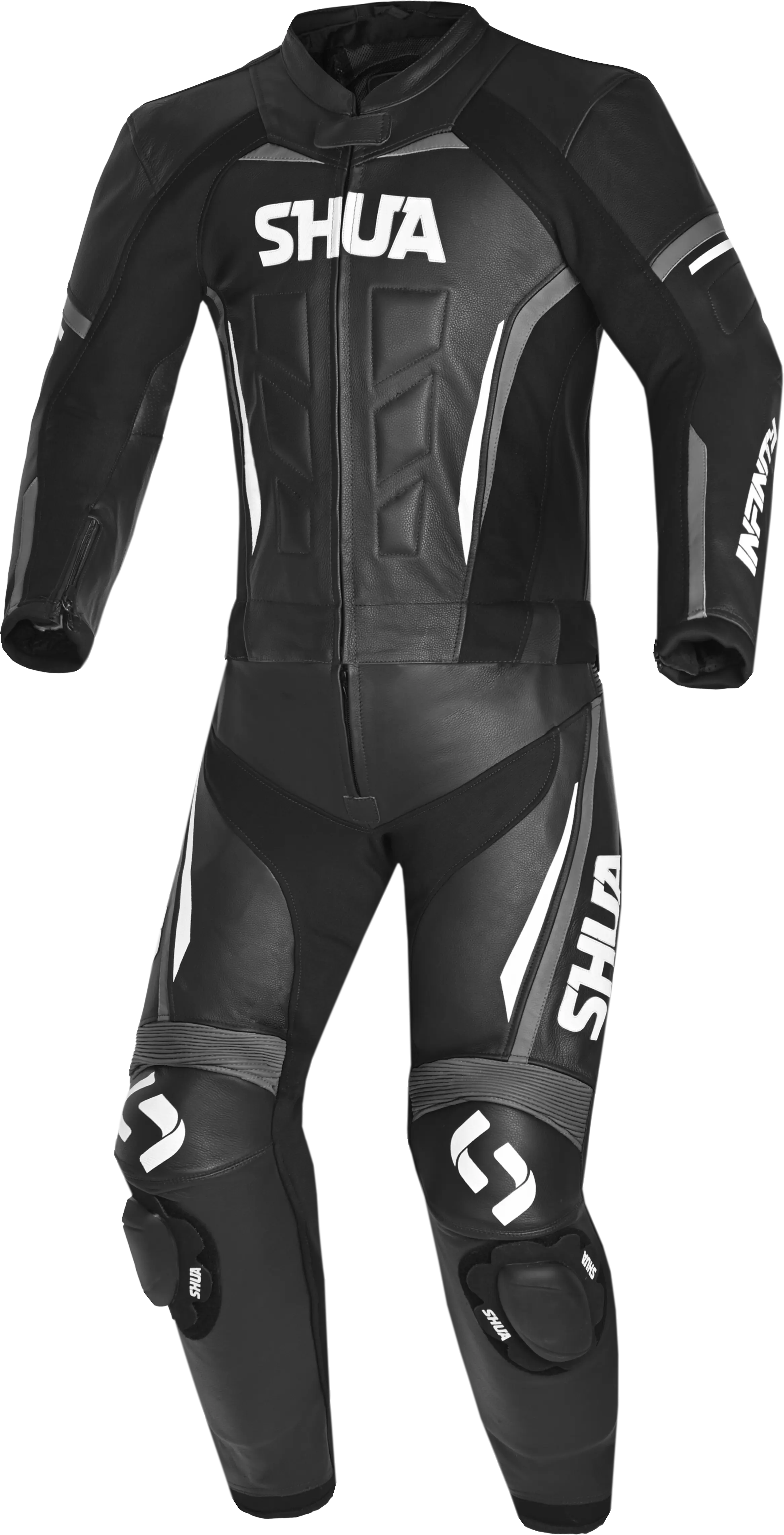 SHUA INFINITY TUTA MOTO 2 PC UOMO NERO BIANCO ANTRACITE 