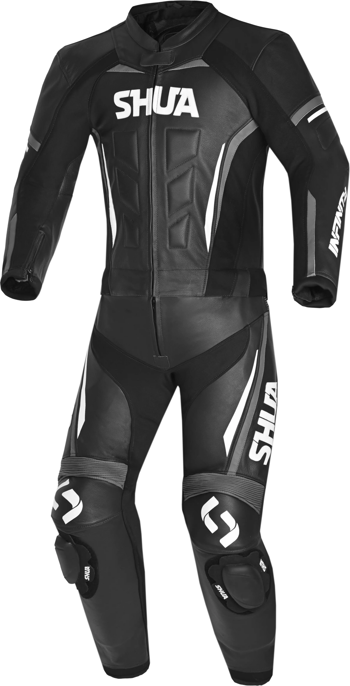 SHUA INFINITY TUTA MOTO 2 PC UOMO NERO BIANCO ANTRACITE 