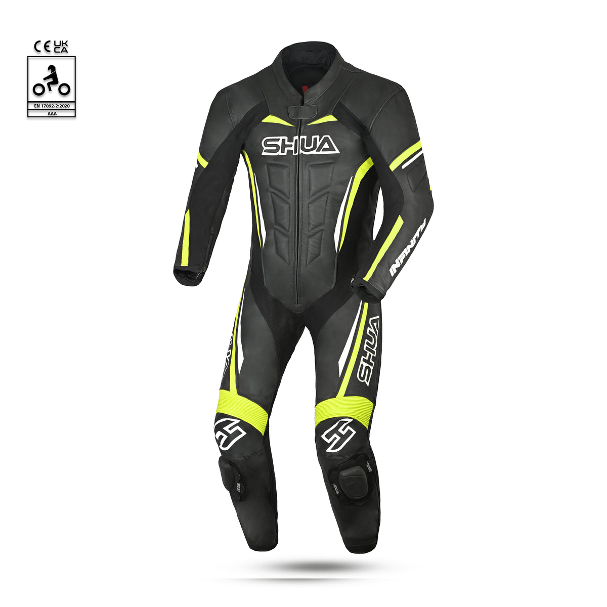 Shua Infinity Nero Giallo/Flu 1PC Tute da Moto in Pelle Uomo SOLO ONLINE