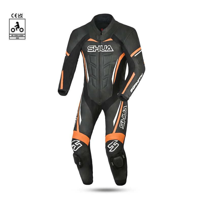 Shua Infinity Nero Arancia 1PC Tute da Moto in Pelle Uomo