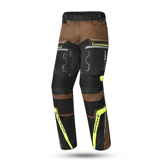 Bela Watson Pantaloni da moto touring Nero/Marrone/Giallo Fluor front