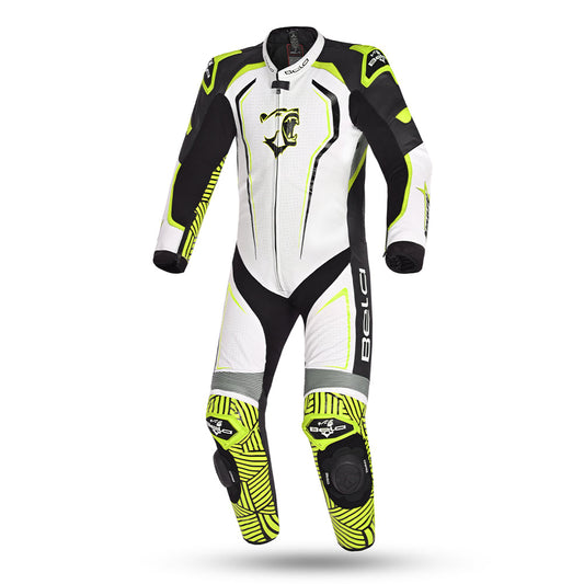 BELA NorthStar 1PC tute da corsa moto Nero Blanco Giallo 