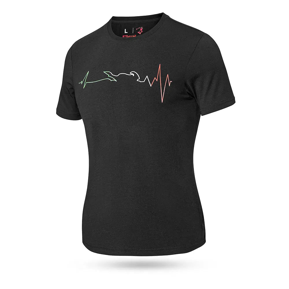 Bela Maglietta Nera Heartbeat ECG ITALIA Donna 