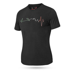 Bela Maglietta Nera Heartbeat ECG ITALIA Donna 