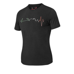 Bela Maglietta Nera Heartbeat ECG ITALIA Donna 