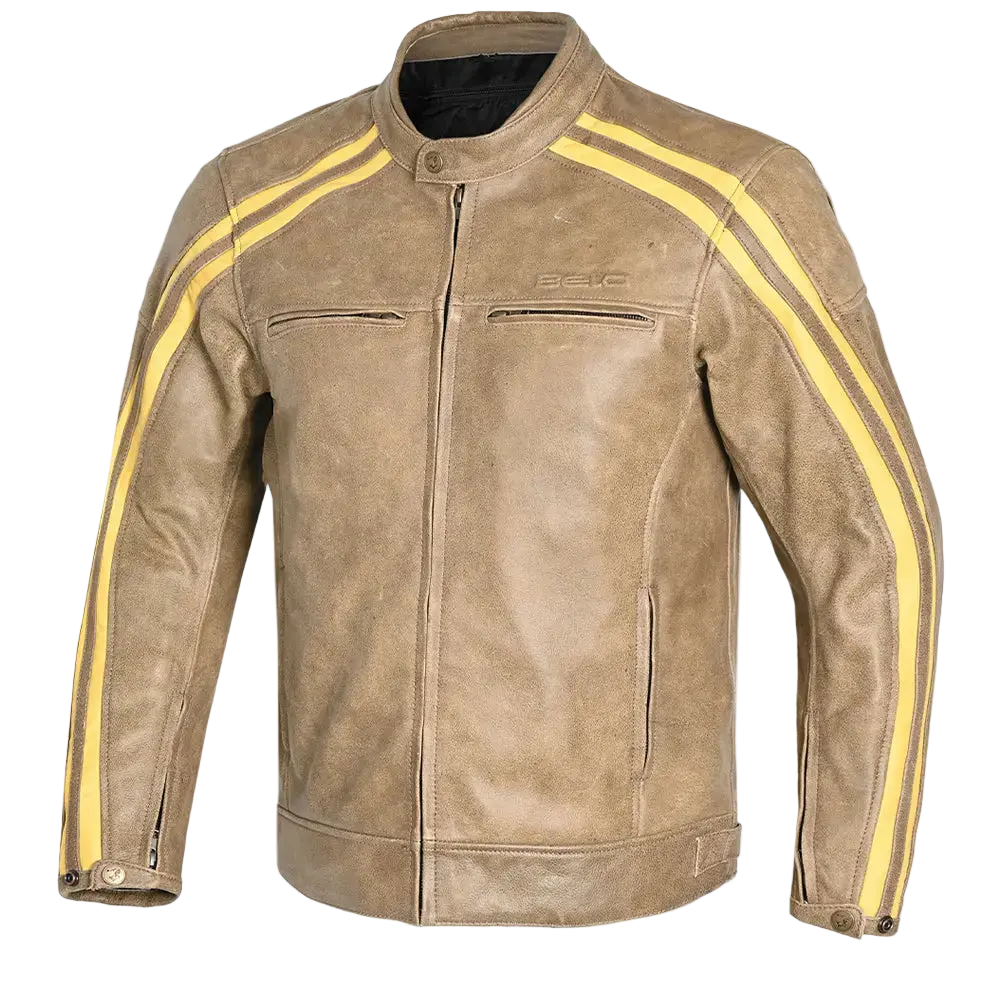 Bela Night Hawk Giacca da moto in pelle marrone beige 