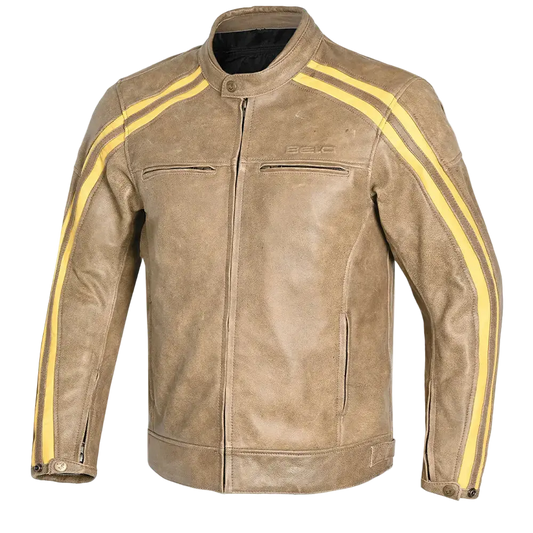 Bela Night Hawk Giacca da moto in pelle marrone beige 