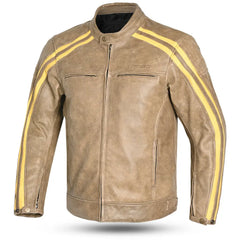 Bela Knight Hawk Giacca da moto in pelle marrone beige front