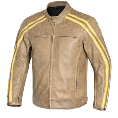 Bela Night Hawk Giacca da moto in pelle marrone beige 