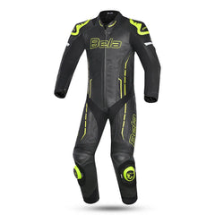 Bela Rocket Nero giallo 1PC Tute in Pelle Di Canguro Mix Uomo front